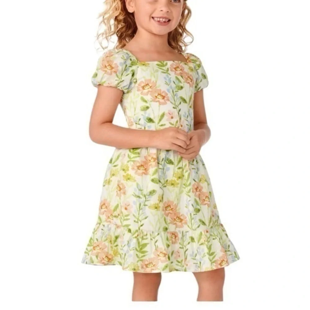 Gymboree Girls Floral Ruffle Dress - Prairie Fields - Bunnys Tail Size 7 - Picture 1 of 7